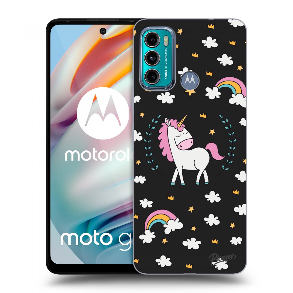 Picasee husă neagră din silicon pentru Motorola Moto G60 - Unicorn star heaven