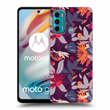 Picasee husă neagră din silicon pentru Motorola Moto G60 - Purple Leaf