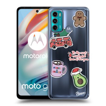 Picasee husă transparentă din silicon pentru Motorola Moto G60 - Christmas Stickers