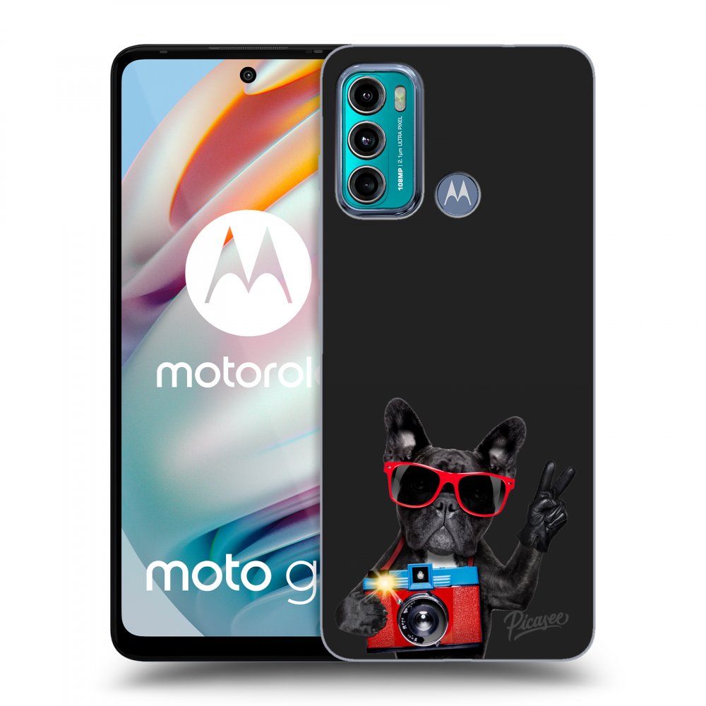 Picasee husă neagră din silicon pentru Motorola Moto G60 - French Bulldog