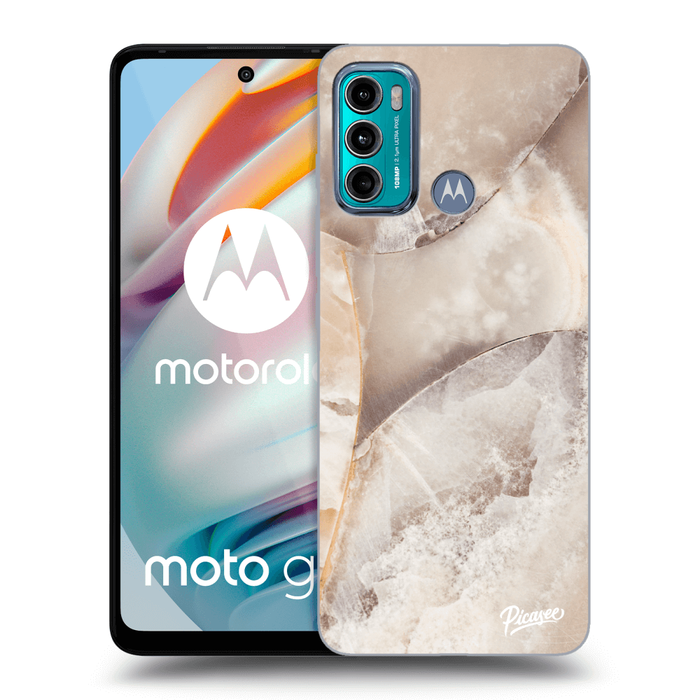 Picasee husă neagră din silicon pentru Motorola Moto G60 - Cream marble