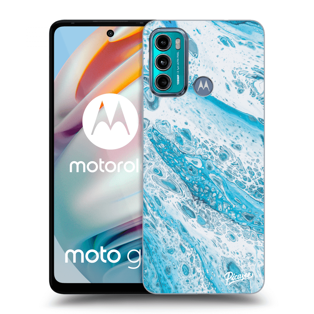 Picasee husă neagră din silicon pentru Motorola Moto G60 - Blue liquid