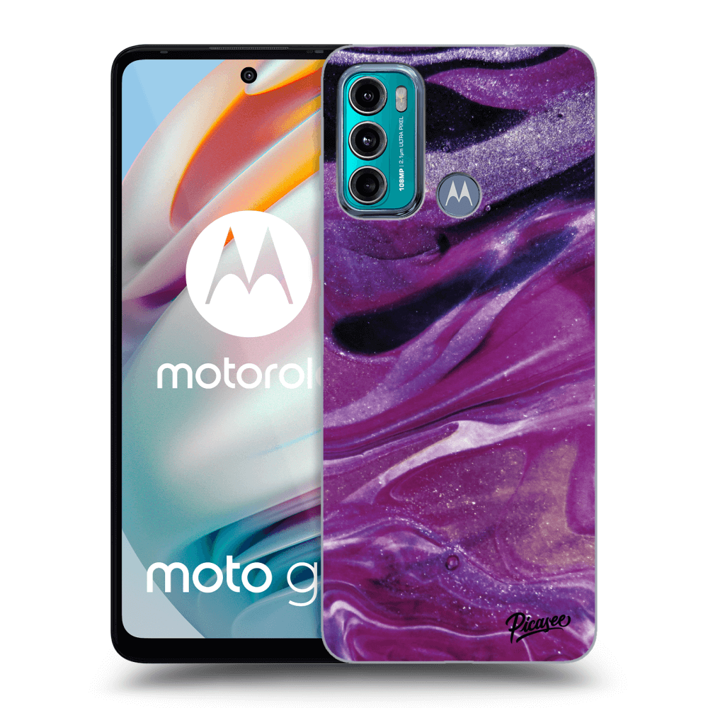 Picasee husă neagră din silicon pentru Motorola Moto G60 - Purple glitter