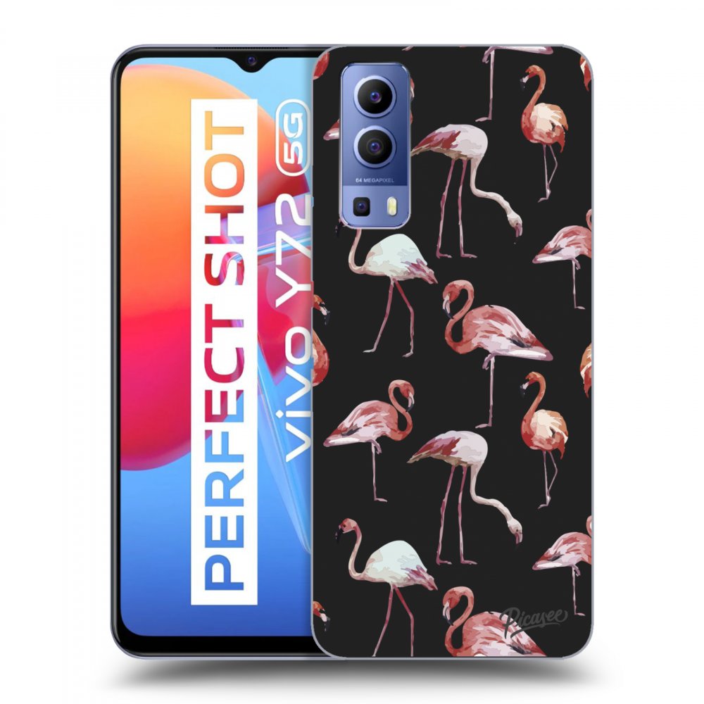 Picasee husă neagră din silicon pentru Vivo Y72 5G - Flamingos