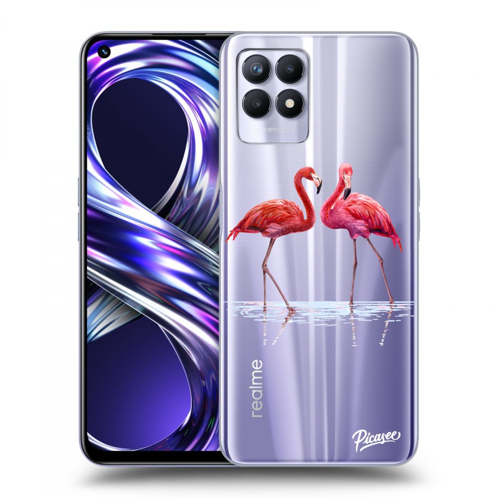 Picasee husă transparentă din silicon pentru Realme 8i - Flamingos couple