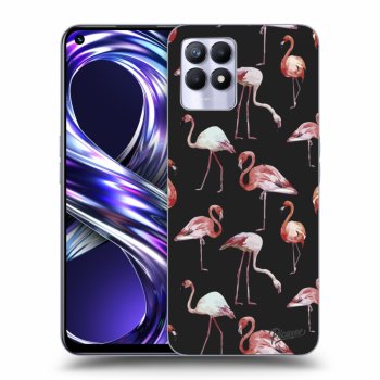 Picasee husă neagră din silicon pentru Realme 8i - Flamingos