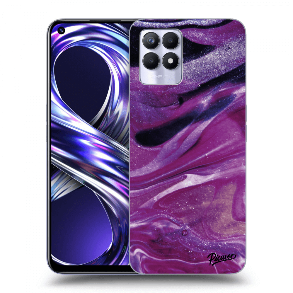 Picasee husă transparentă din silicon pentru Realme 8i - Purple glitter