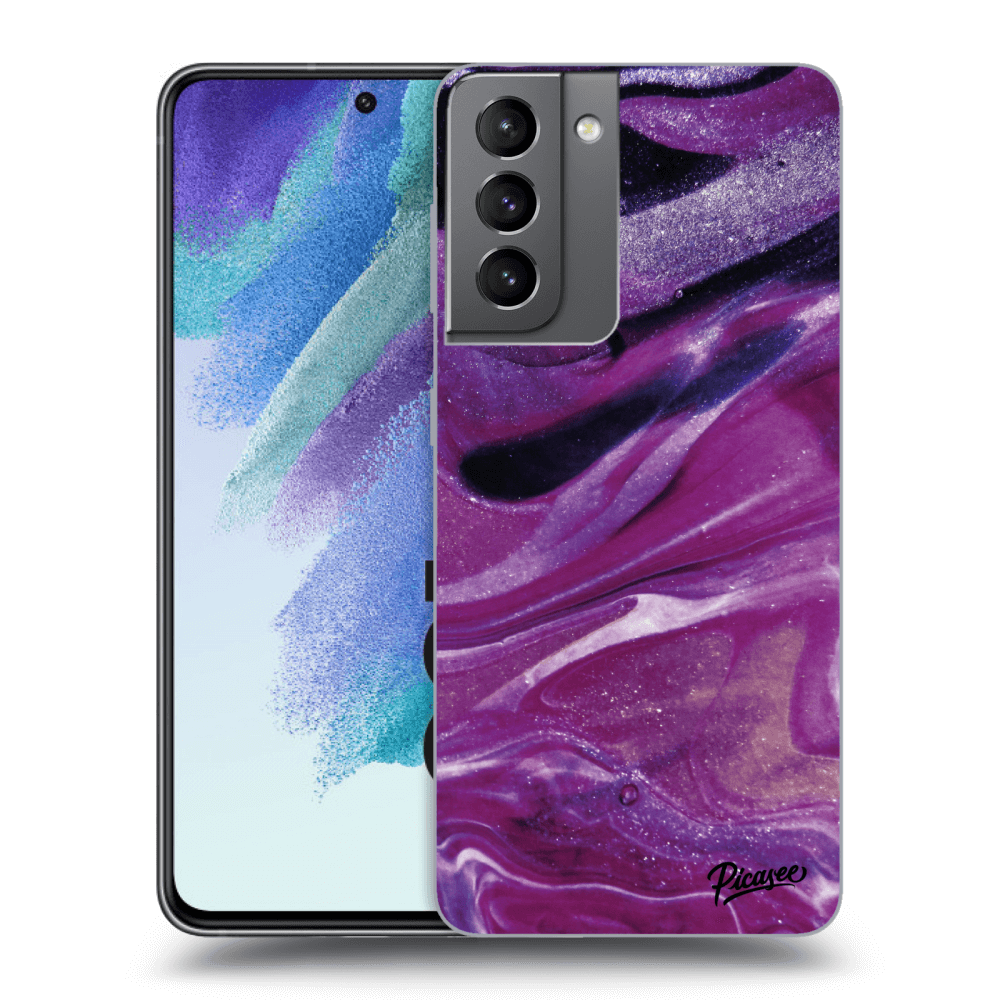 Picasee husă transparentă din silicon pentru Samsung Galaxy S21 FE 5G - Purple glitter