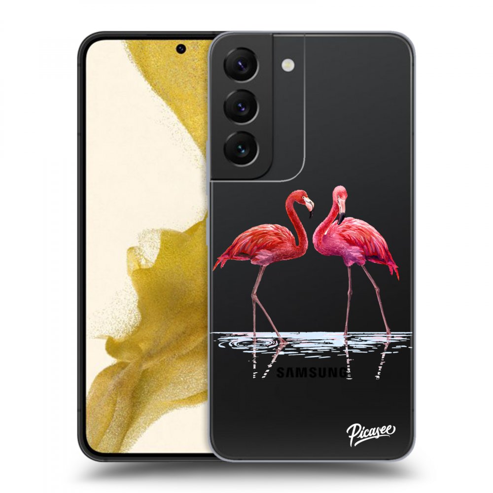 Picasee husă transparentă din silicon pentru Samsung Galaxy S22 5G - Flamingos couple