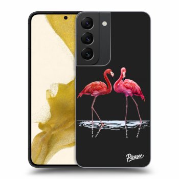 Picasee husă neagră din silicon pentru Samsung Galaxy S22 5G - Flamingos couple
