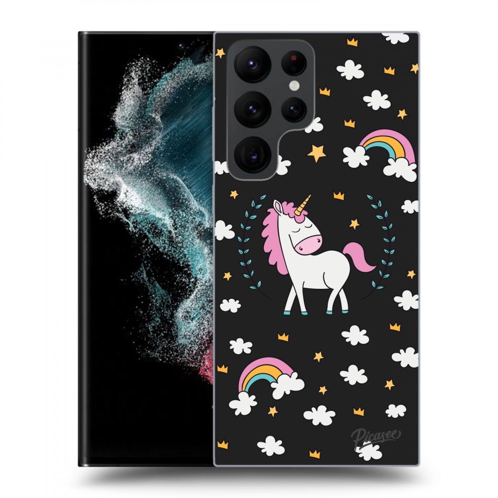 Picasee husă neagră din silicon pentru Samsung Galaxy S22 Ultra 5G - Unicorn star heaven