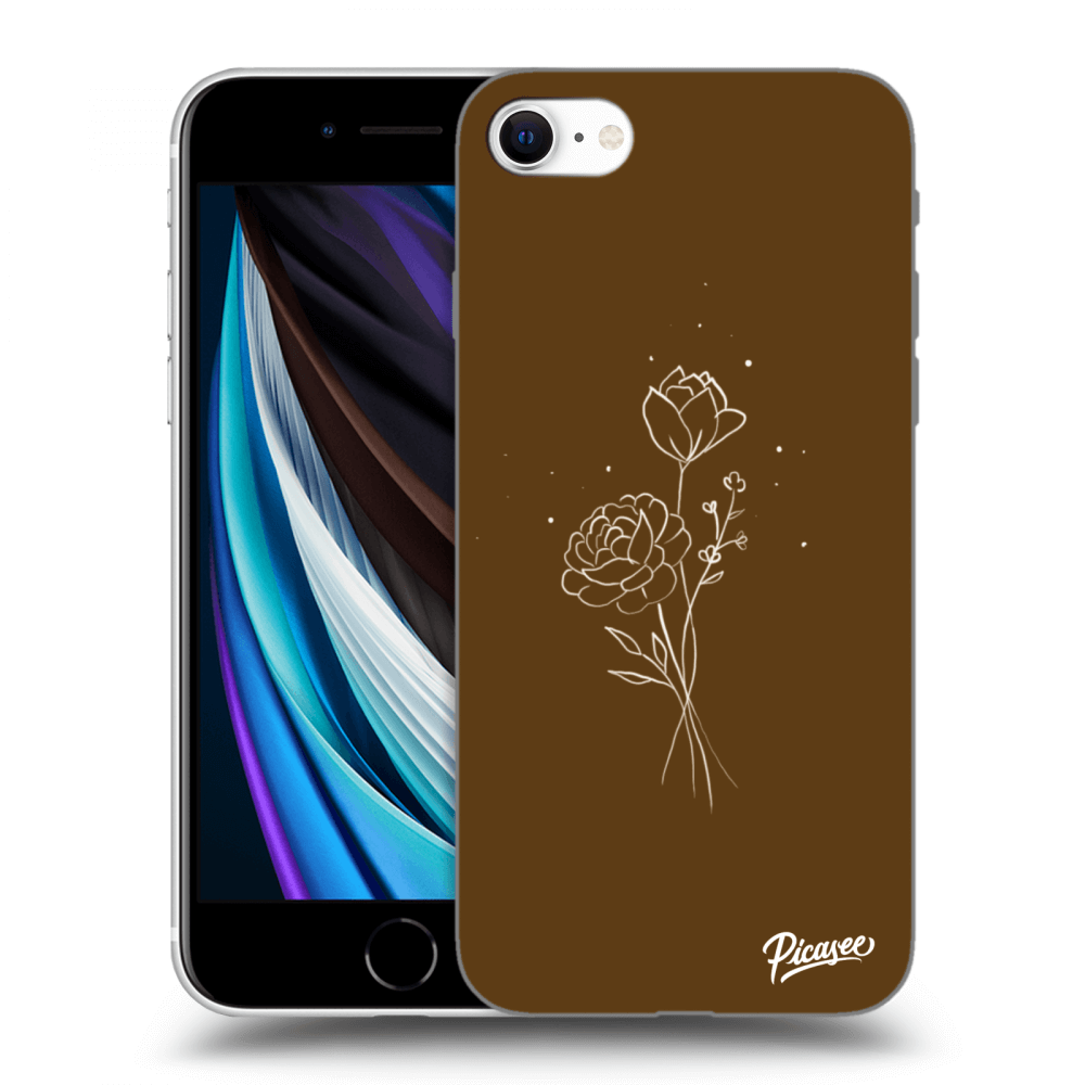 Picasee husă neagră din silicon pentru Apple iPhone SE 2022 - Brown flowers