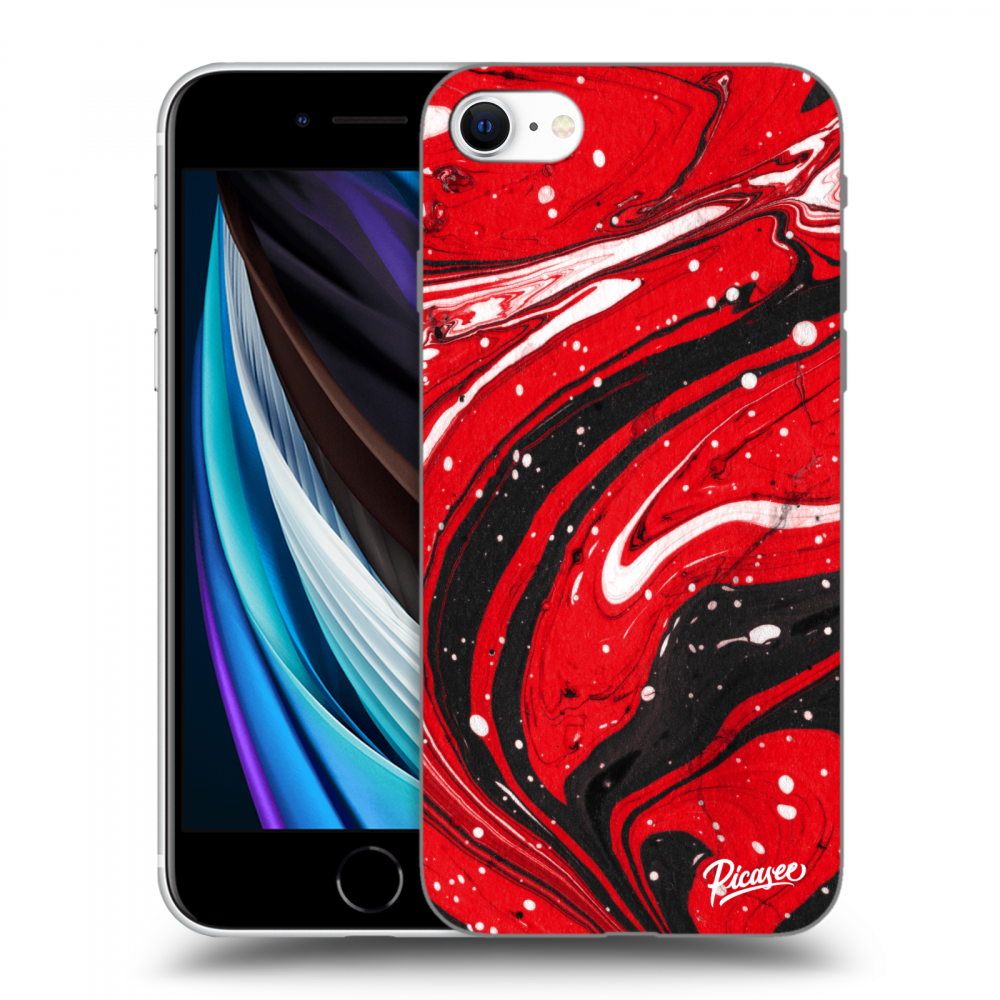 Picasee husă neagră din silicon pentru Apple iPhone SE 2022 - Red black