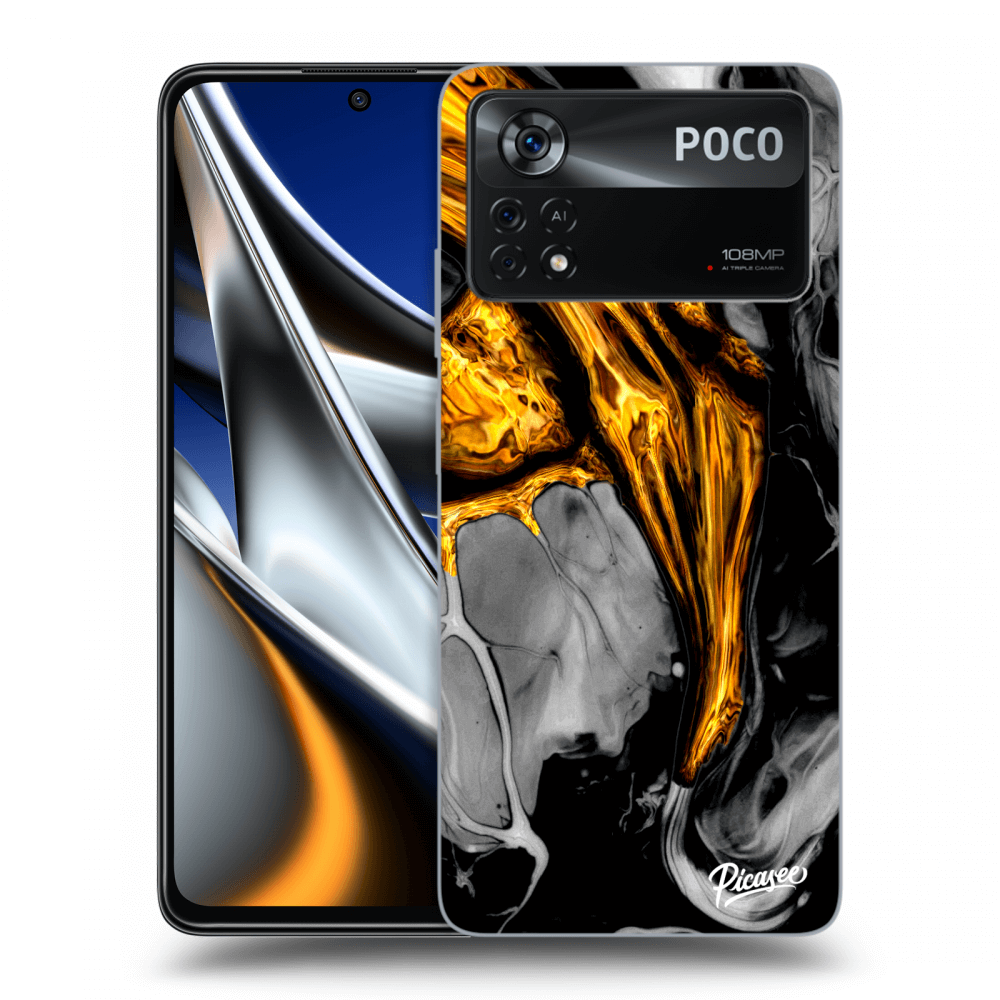 Picasee husă neagră din silicon pentru Xiaomi Poco X4 Pro 5G - Black Gold
