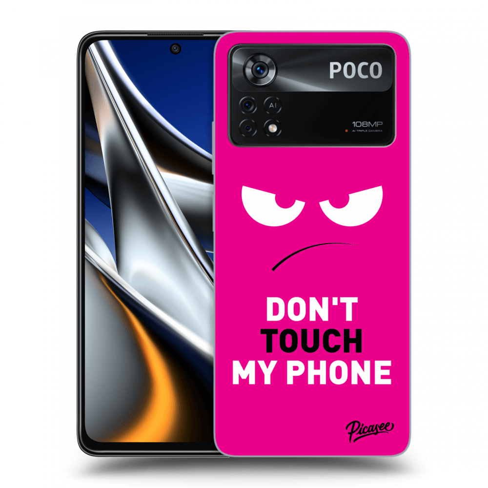 Picasee husă neagră din silicon pentru Xiaomi Poco X4 Pro 5G - Angry Eyes - Pink