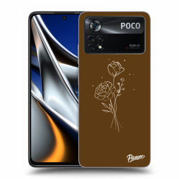 Picasee husă transparentă din silicon pentru Xiaomi Poco X4 Pro 5G - Brown flowers