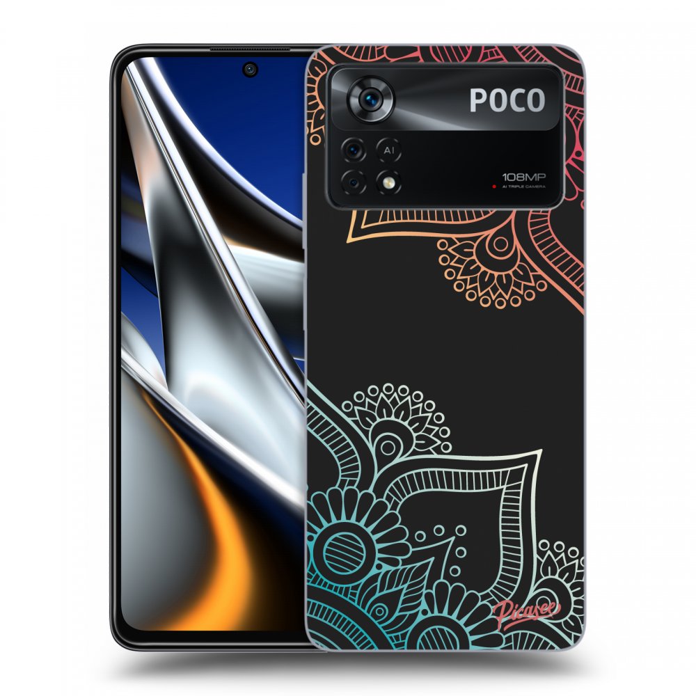 Picasee husă neagră din silicon pentru Xiaomi Poco X4 Pro 5G - Flowers pattern