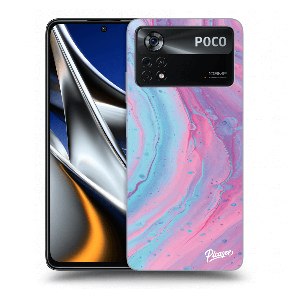 Picasee husă transparentă din silicon pentru Xiaomi Poco X4 Pro 5G - Pink liquid