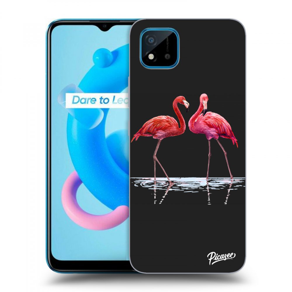Picasee husă neagră din silicon pentru Realme C11 (2021) - Flamingos couple