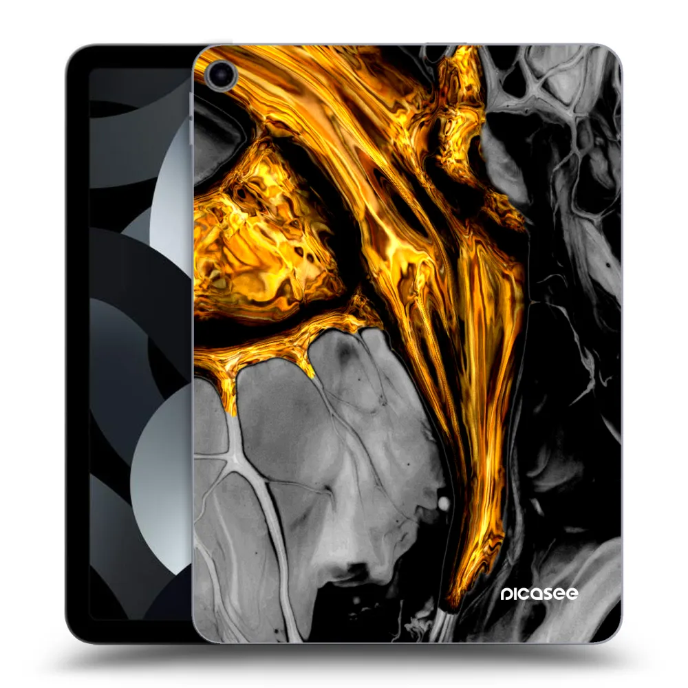 Picasee husă transparentă din silicon pentru Apple iPad Air 5 10.9" 2022 - Black Gold