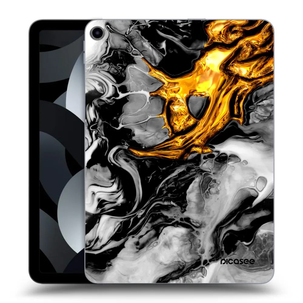 Picasee husă transparentă din silicon pentru Apple iPad Air 5 10.9" 2022 - Black Gold 2