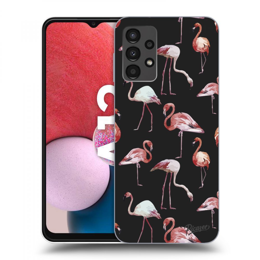 Picasee husă neagră din silicon pentru Samsung Galaxy A13 4G A135 - Flamingos