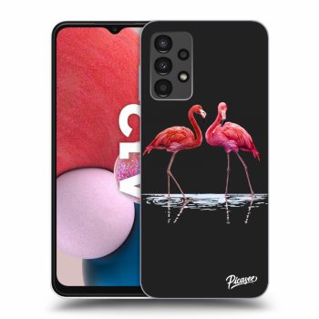 Picasee husă neagră din silicon pentru Samsung Galaxy A13 4G A135 - Flamingos couple