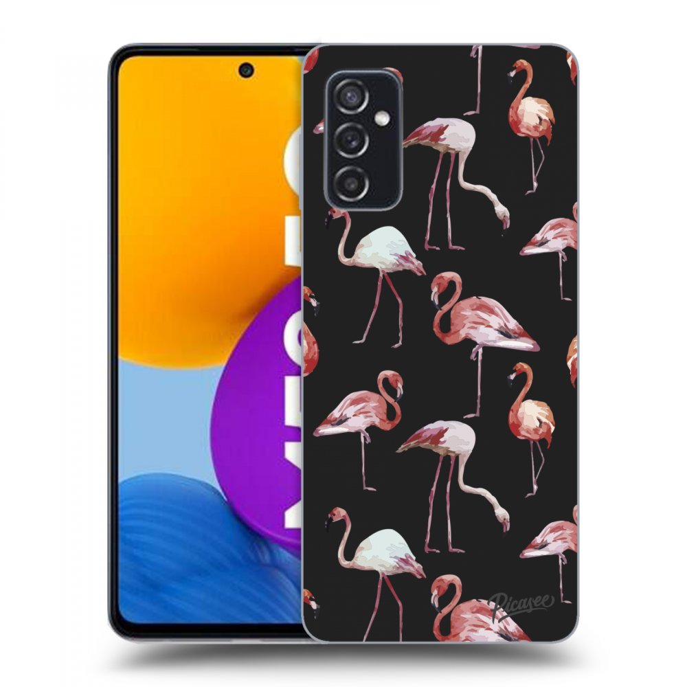 Picasee husă neagră din silicon pentru Samsung Galaxy M52 5G - Flamingos