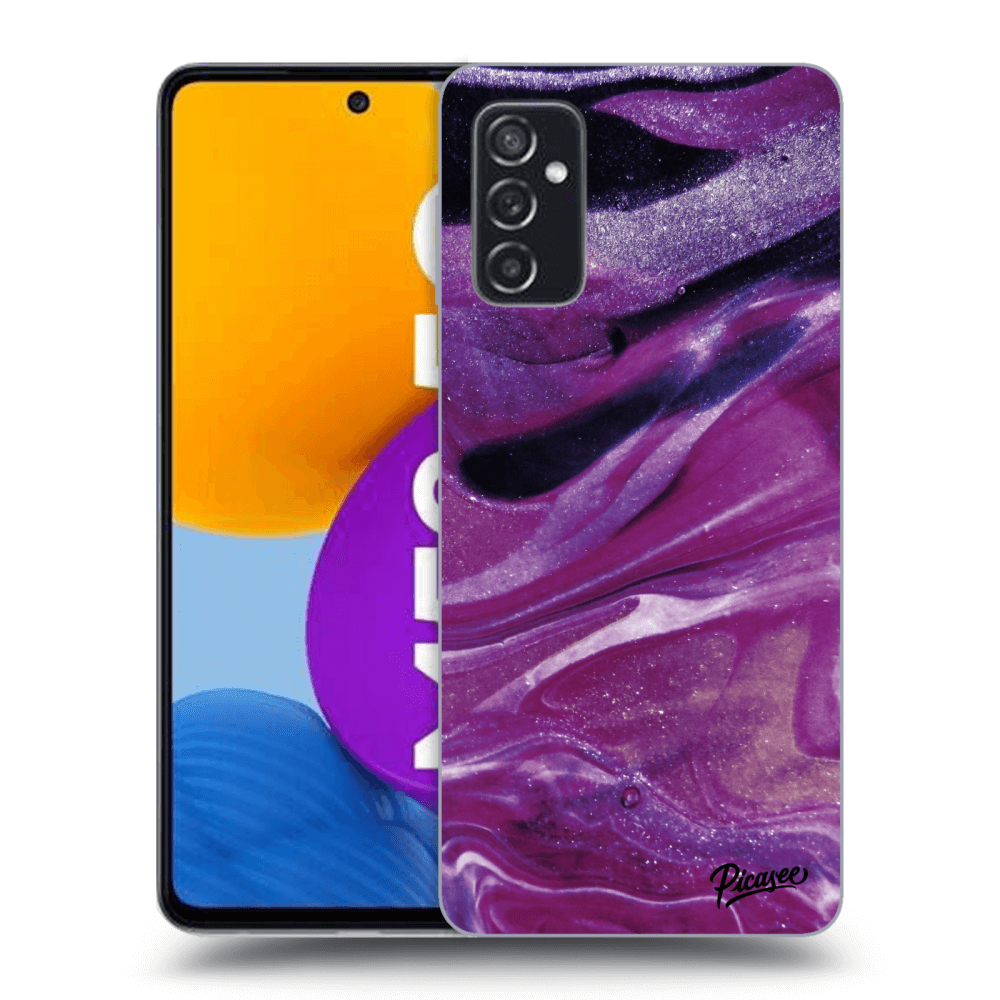 Picasee husă transparentă din silicon pentru Samsung Galaxy M52 5G - Purple glitter