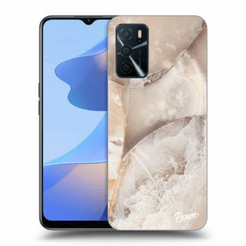 Picasee husă neagră din silicon pentru OPPO A16 - Cream marble