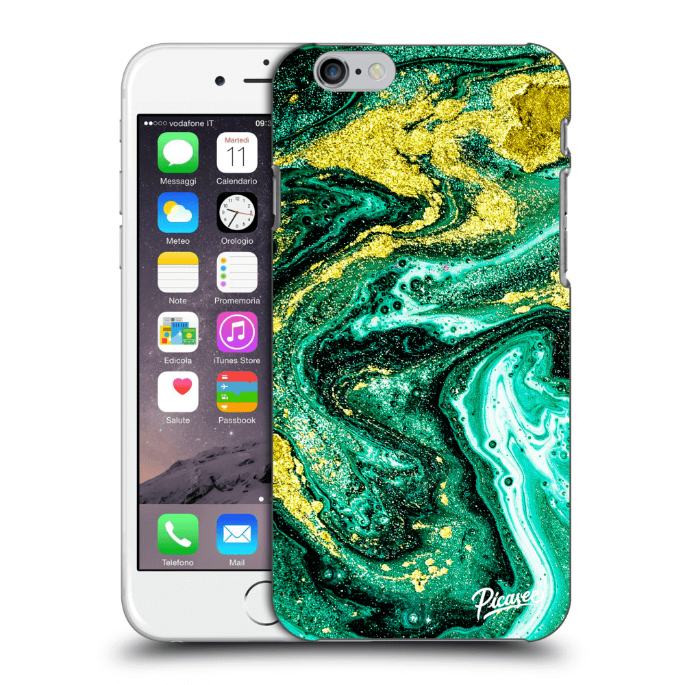 Picasee husă transparentă din silicon pentru Apple iPhone 6/6S - Green Gold