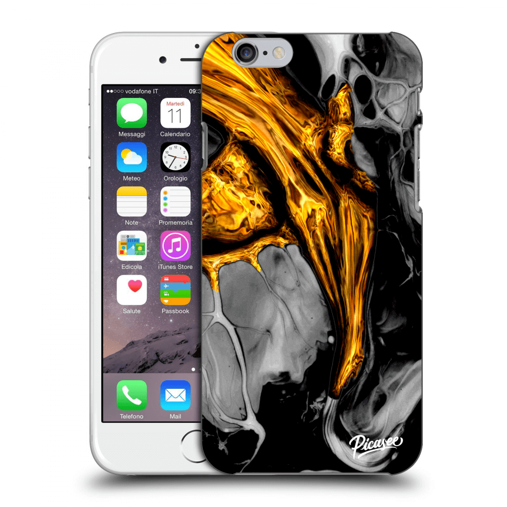 Picasee husă transparentă din silicon pentru Apple iPhone 6/6S - Black Gold