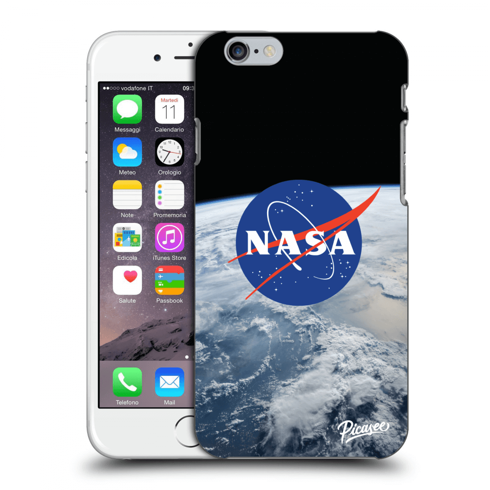 Picasee husă neagră din silicon pentru Apple iPhone 6/6S - Nasa Earth