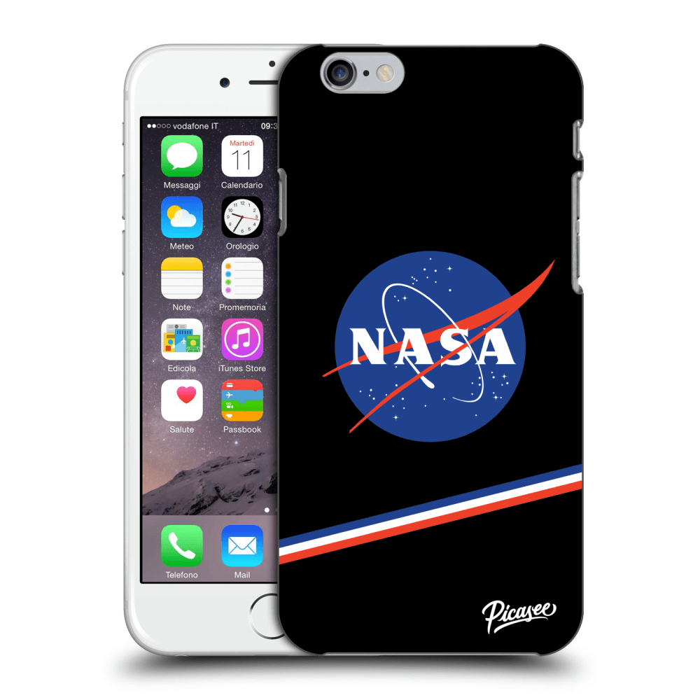Picasee husă neagră din silicon pentru Apple iPhone 6/6S - NASA Original