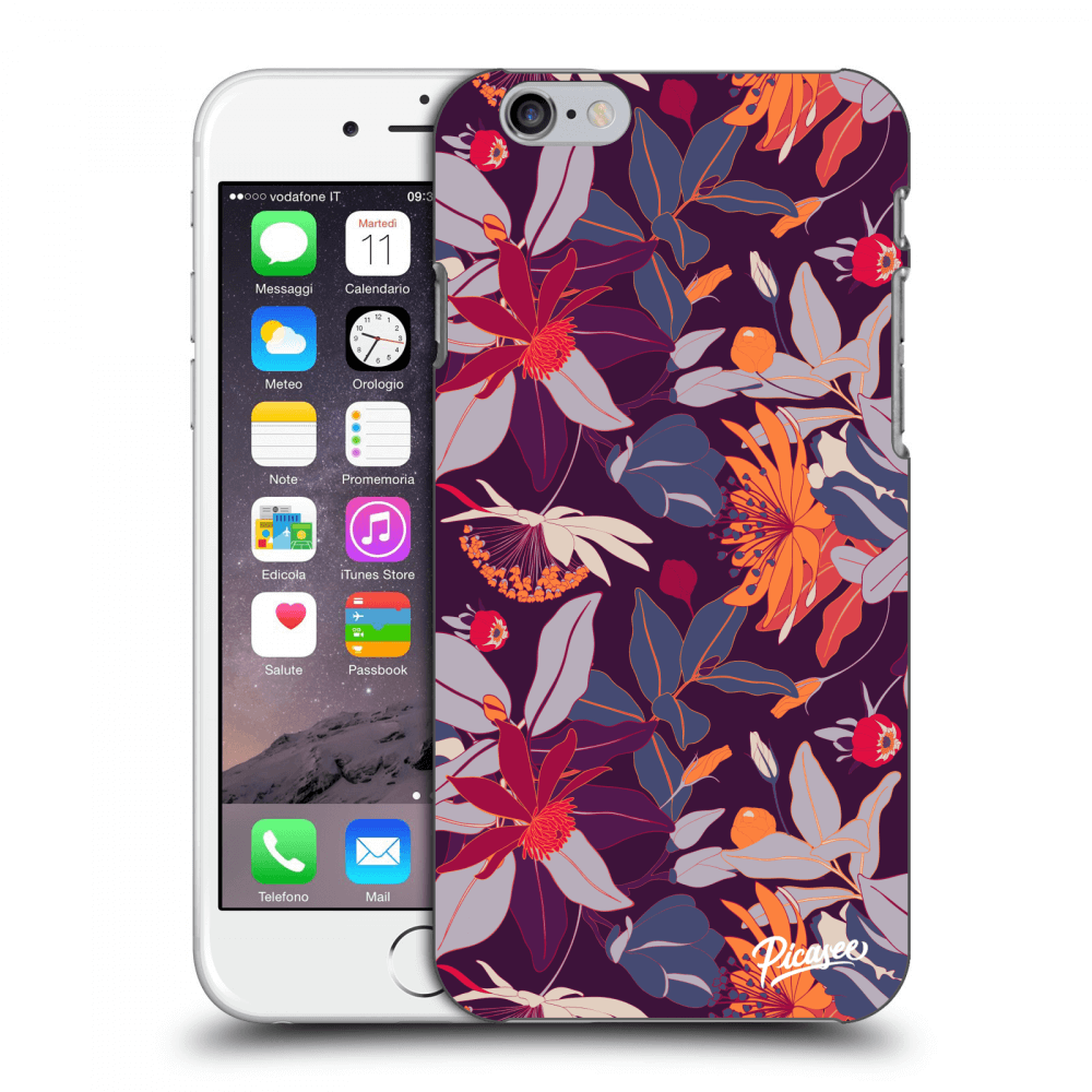 Picasee husă transparentă din silicon pentru Apple iPhone 6/6S - Purple Leaf