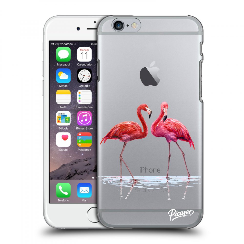 Picasee husă transparentă din silicon pentru Apple iPhone 6/6S - Flamingos couple