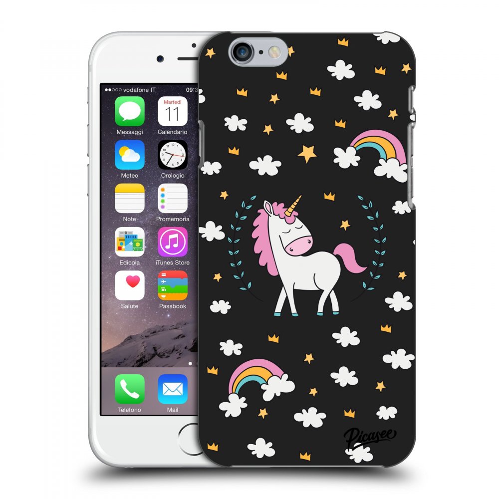 Picasee husă neagră din silicon pentru Apple iPhone 6/6S - Unicorn star heaven
