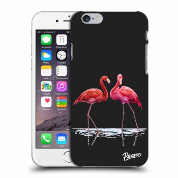 Picasee husă neagră din silicon pentru Apple iPhone 6/6S - Flamingos couple