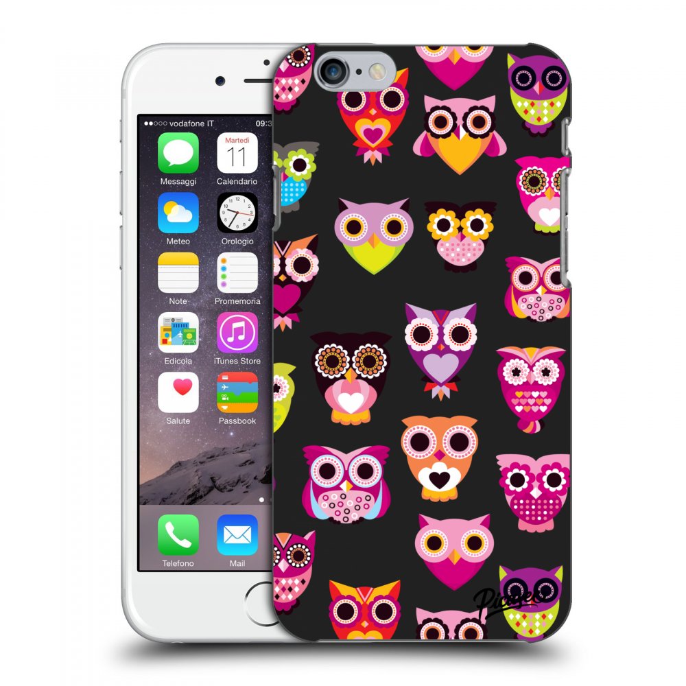 Picasee husă neagră din silicon pentru Apple iPhone 6/6S - Owls