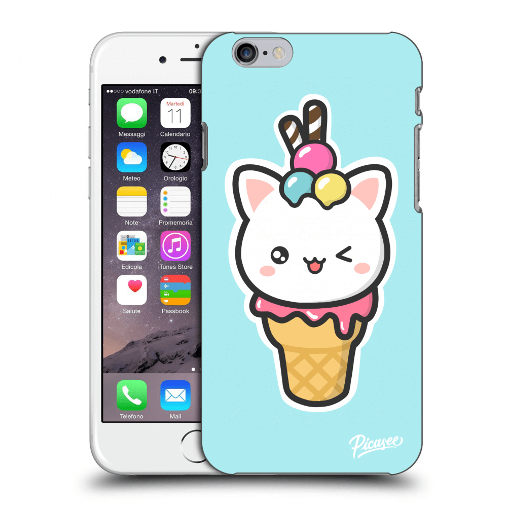 Picasee husă transparentă din silicon pentru Apple iPhone 6/6S - Ice Cream Cat