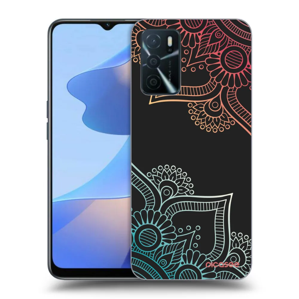 Picasee husă neagră din silicon pentru OPPO A16s - Flowers pattern