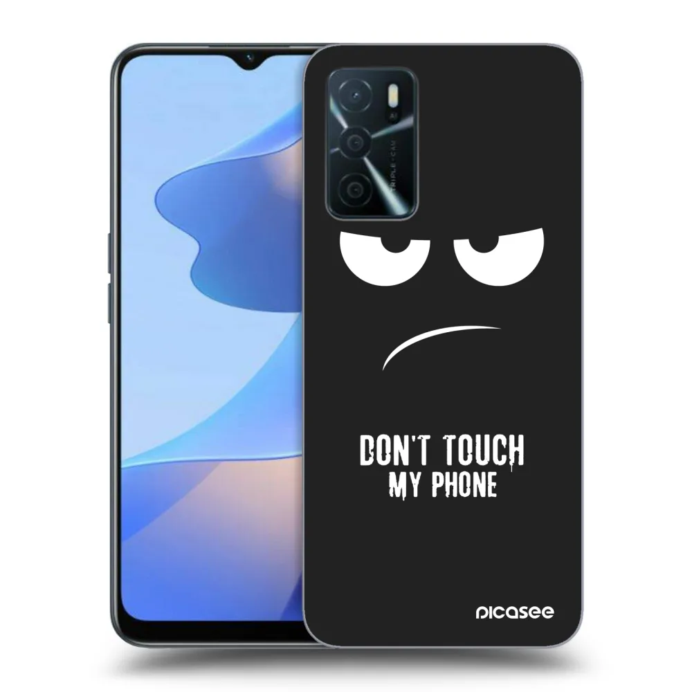 Picasee husă neagră din silicon pentru OPPO A16s - Don't Touch My Phone