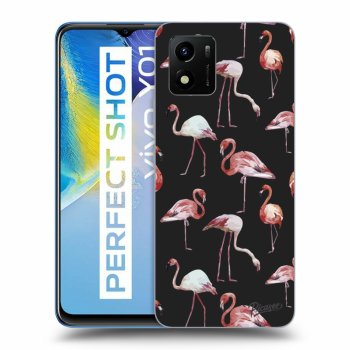 Picasee husă neagră din silicon pentru Vivo Y01 - Flamingos