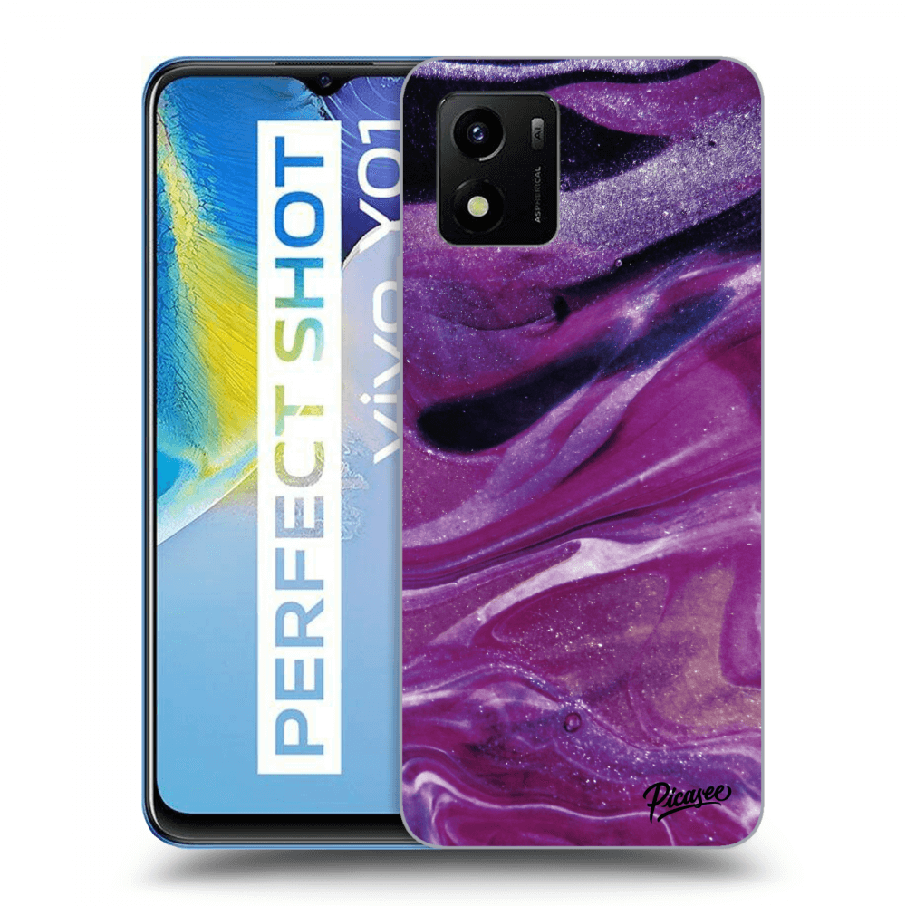 Picasee husă transparentă din silicon pentru Vivo Y01 - Purple glitter