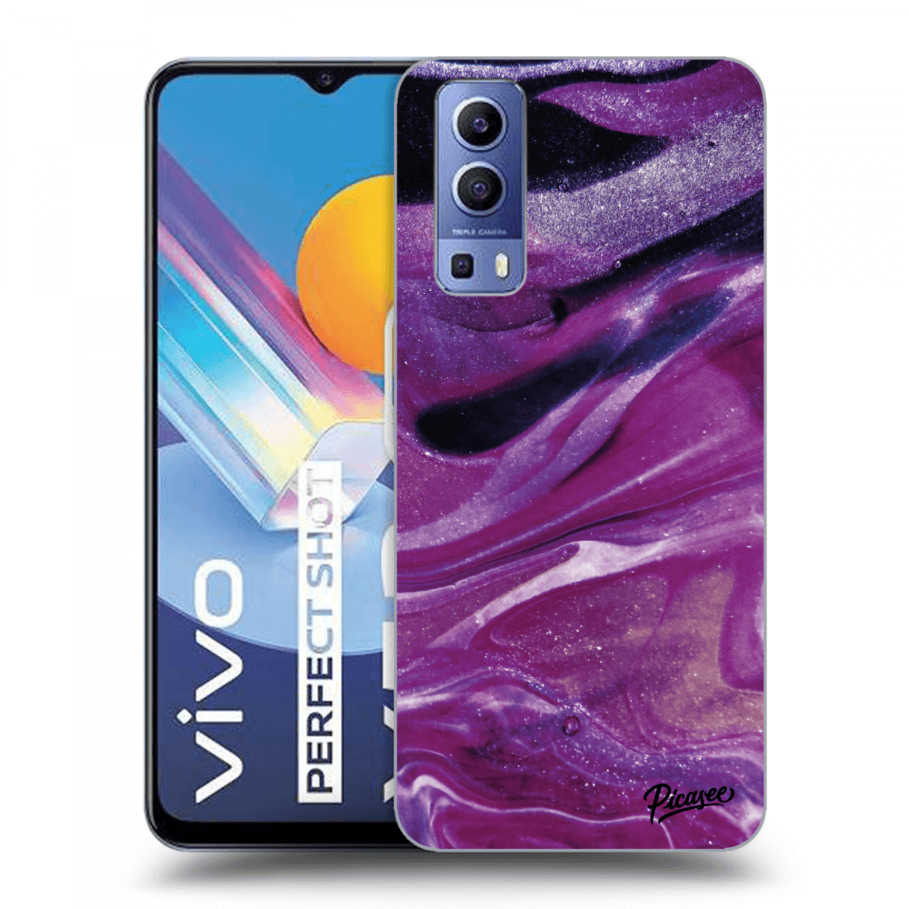 Picasee husă neagră din silicon pentru Vivo Y52 5G - Purple glitter