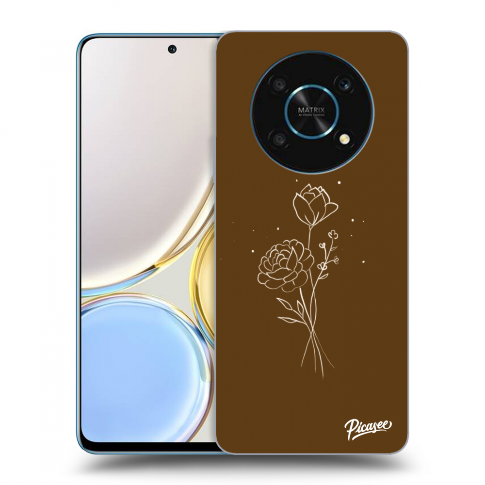 Picasee husă transparentă din silicon pentru Honor Magic4 Lite 5G - Brown flowers