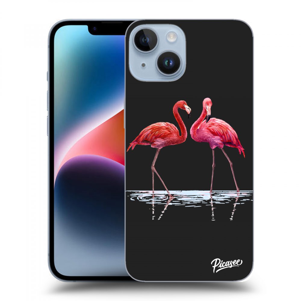 Picasee husă neagră din silicon pentru Apple iPhone 14 - Flamingos couple