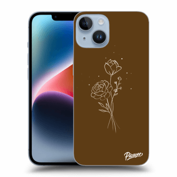 Picasee husă transparentă din silicon pentru Apple iPhone 14 - Brown flowers