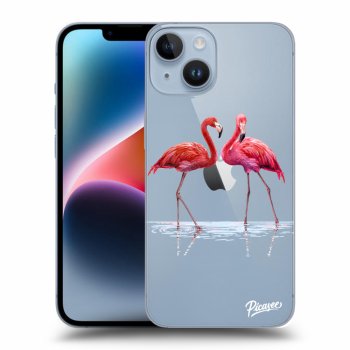 Picasee husă transparentă din silicon pentru Apple iPhone 14 - Flamingos couple