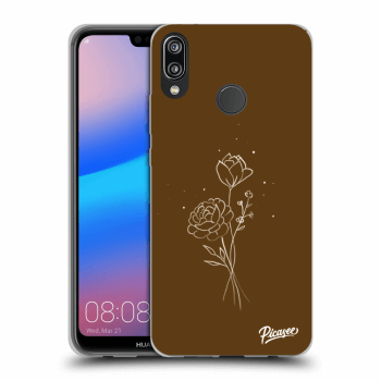 Picasee husă transparentă din silicon pentru Huawei P20 Lite - Brown flowers